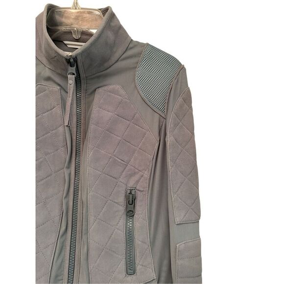 Blanc Noir Baby Blue Suede Athletic Jacket- size M - Picture 3 of 11